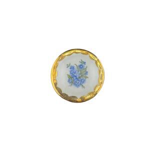 Vintage Blue Floral Holley Ross Fine China Ring Box Accented w/22K Gold
